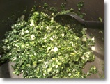 cooking spinach with onions and garlic for enchilada recipe